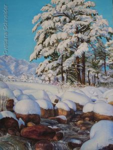 Nr.131 "Bergfluss im Winter", Ölgemälde